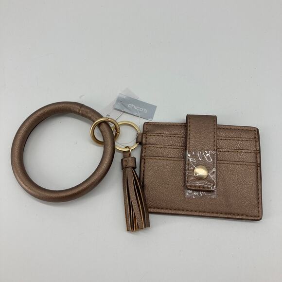 Chico’s small brown key chain cardholder with tassel - Picture 1 of 3